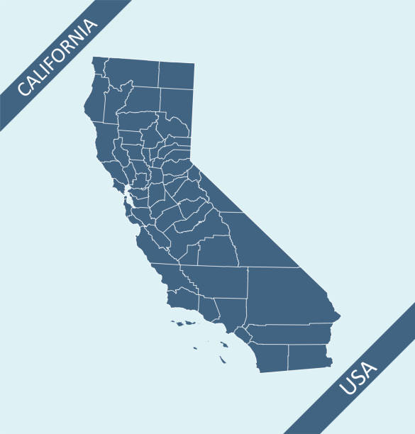 карта округов калифорнии - central california illustrations stock illustrations