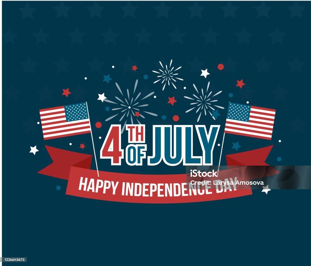 미국 국기와 7 월 독립 기념일 인사말 카드의 해피 4 일 - 로열티 프리 7월 4일 ��벡터 아트