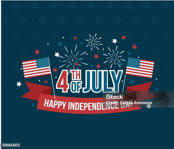 미국 국기와 7 월 독립 기념일 인사말 카드의 해피 4 일 7월 4일에 대한 스톡 벡터 아트 및 기타 이미지 - 7월 4일, 독립기념일, 불꽃놀이-오락 행사