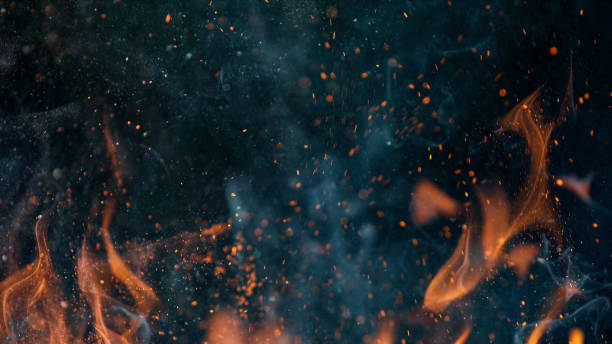 istock fire flames with sparks on black background 1226644338