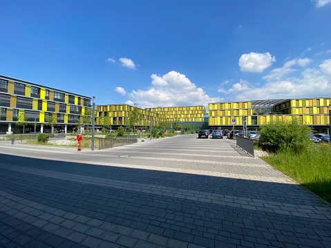 Winnenden, Germany - May, 21 - 2020: Public hospital seen from the main entrance.