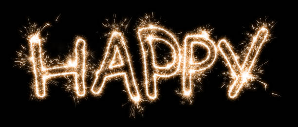 istock The inscription Happy on a black background 1226647873