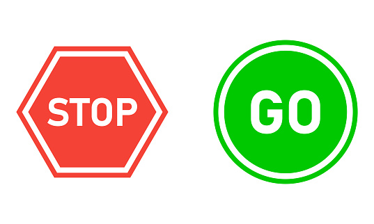 Stop and go vector sign symbol, safety illustation EPS10.