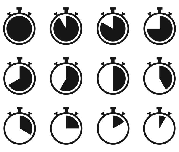 타이머 컬렉션, 벡터 스톱워치 아이콘입니다. eps 10. - symbol computer icon clock face gauge stock illustrations
