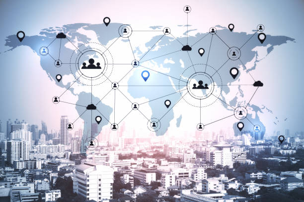 istock Social media network and remote work hologram 1226659527