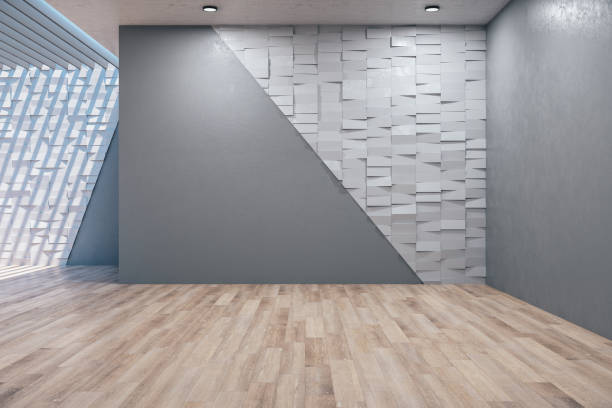 istock Clean gallery interior with abstract gray wall a 1226660501