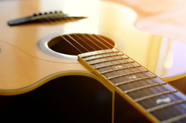 Photo of Acoustic guitar detail