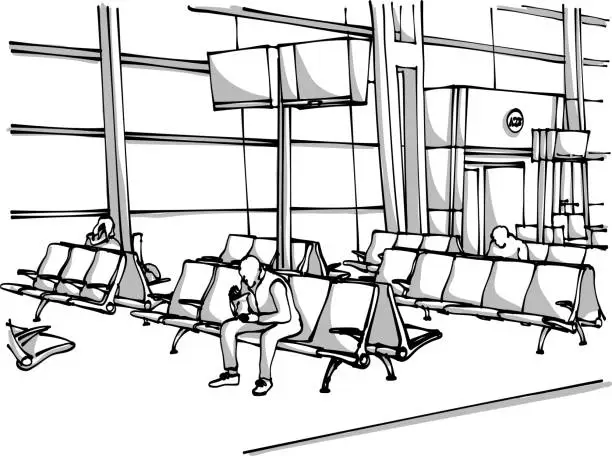 Vector illustration of AirportLowAttendance