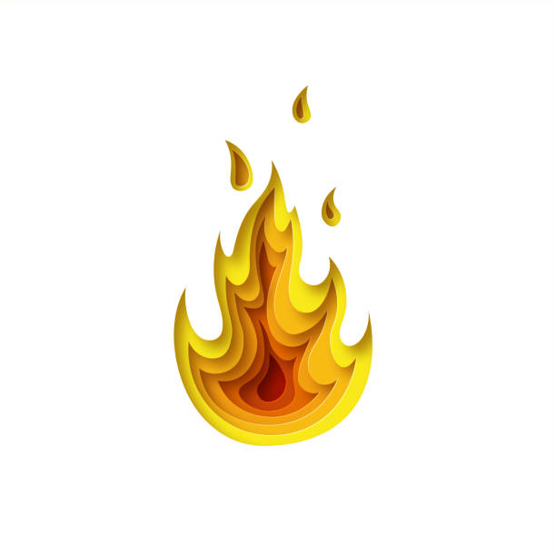 istock Isolated illustration of fire in paper cut style. Layered design. Icon or concept. Vector 1226673965