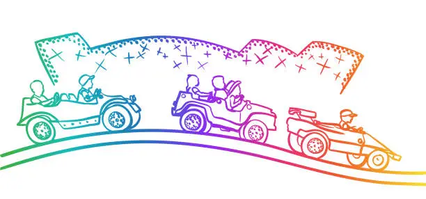 Vector illustration of KidsDrivingAmusementPark