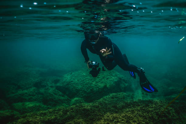 istock Scuba diver explores underwater reefs 1226685249