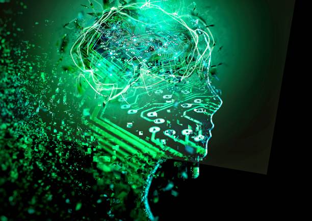 3D illustration of abstract green artificial intelligence