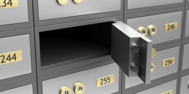 istock Safe bank deposit box open and empty with solid door . 3d illustration 1226694763
