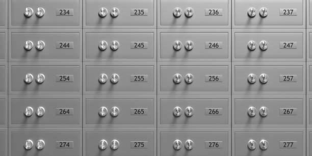 istock Safe bank deposit boxes background, for storing safely valuables. 3d illustration 1226694770