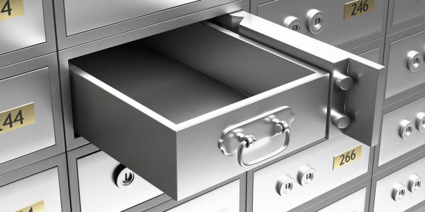 istock Safe bank deposit box open with empty drawer. 3d illustration 1226694771