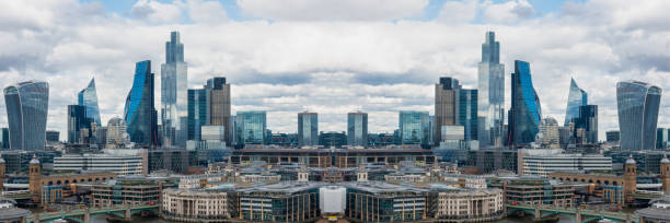 Mirror effect London skyline and skyscrapers