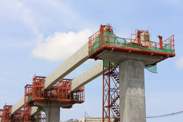 istock Installation of Concrete Beams for Railway of Sky Train under Alignment Process 1226698585