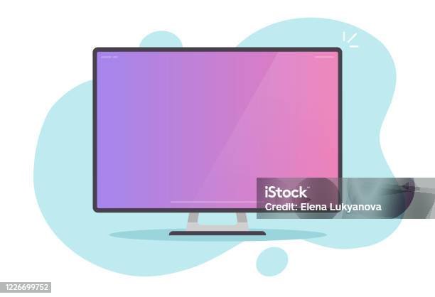 Cartoon Computer Empty Computer Screen Of Desktop Pc Or Empty Blank Monitor Display Vector ...