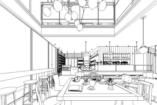 istock interior outline sketch drawing perspective of a space office 1226701463