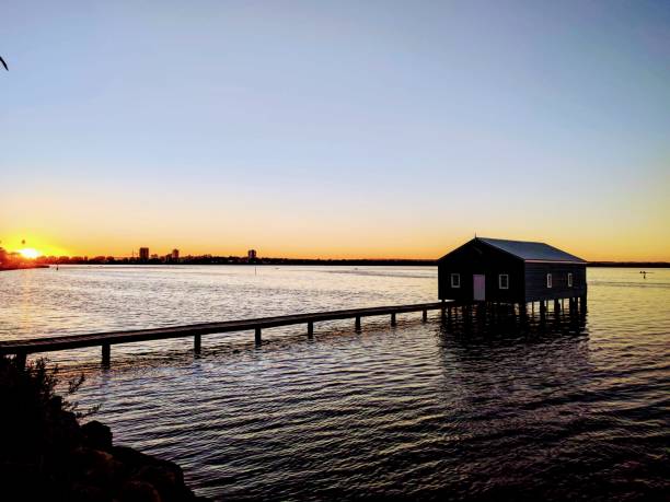 istock The boat shed at sunrise 1226704302