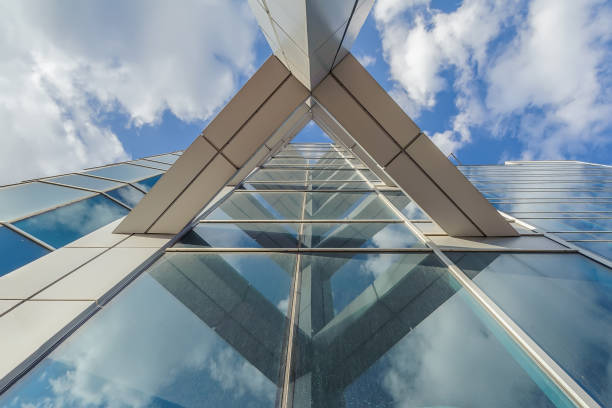 istock Lines with perspective on the background of cloud reflection 1226705171
