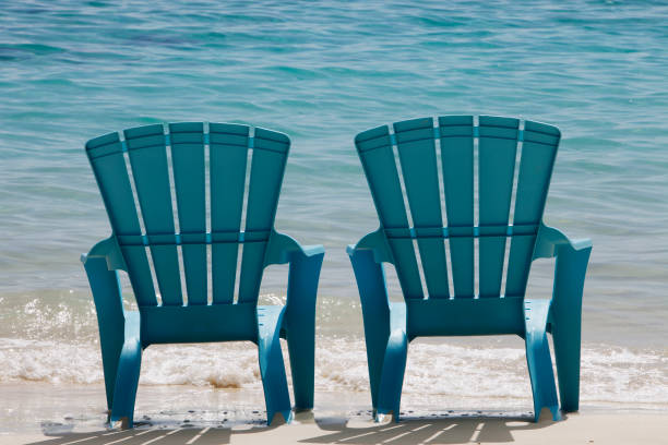 istock Blue Beach Chairs, Cat Island in Bahamas 1226708062