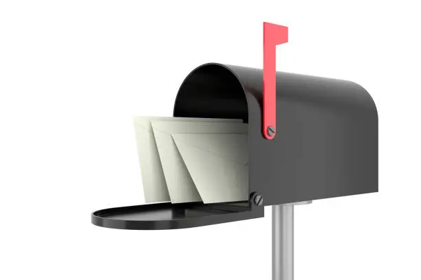 Mailbox website banner. 3D rendering.