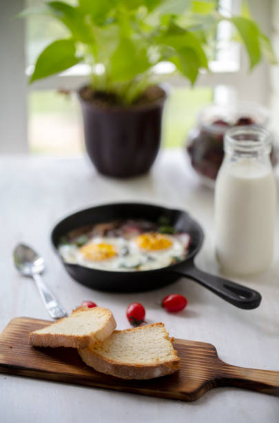 istock homemade breakfast: toasted bread and skillet roast dishes 1226711789