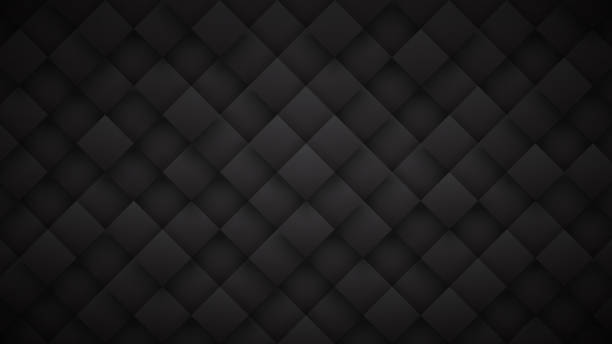 Dark Gray 3D Rhombus Blocks Grid High Technology Black Abstract Background stock photo