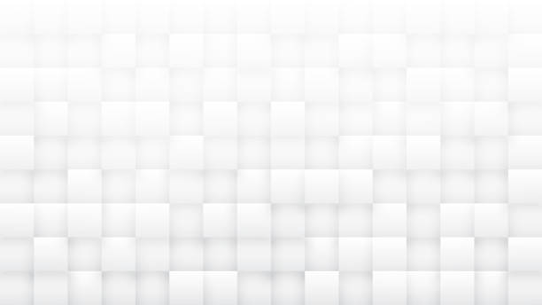 3D Squares High Technology Minimalist White Abstract Background stock photo
