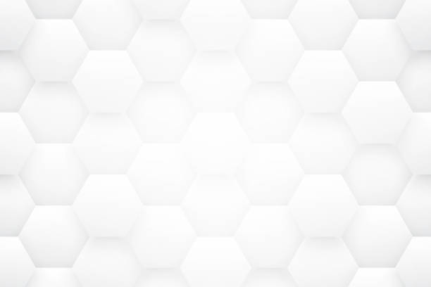 3D Tech Hex White Abstract Background stock photo