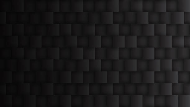 Black Rendered 3D Square Blocks Pattern Technology Dark Gray Abstract Background stock photo