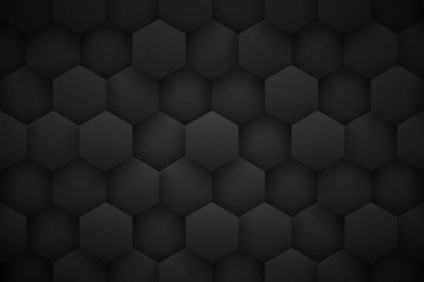 Dark Gray 3D Tech Hexagonal Blocks Pattern Minimalist Black Abstract Background stock photo