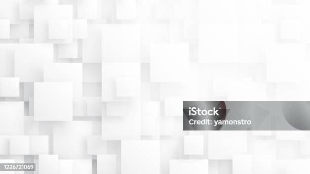 Rendered 3d Different Size Squares Technology Minimalist White Conceptual Abstract Background Stock Photo - Download Image Now