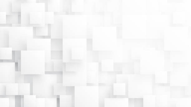 renderowane 3d różnej wielkości kwadraty technologia minimalistyczny biały koncepcyjny abstrakcyjne tło - kwadratowy ilustracje zdjęcia i obrazy z banku zdjęć