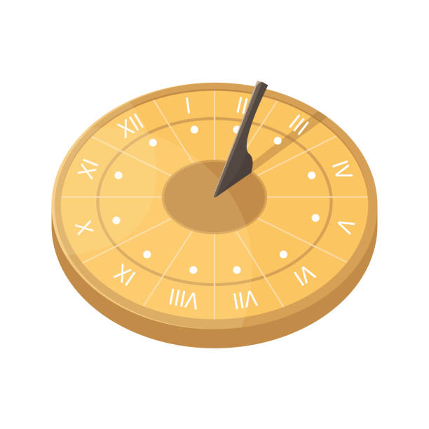 Vector illustration with a sundial. An ancient way of determining time. Vector illustration with a sundial. An ancient way of determining time. ancient sundial stock illustrations