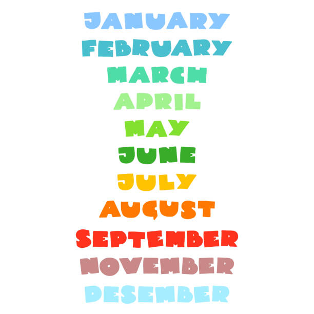ilustraciones, imágenes clip art, dibujos animados e iconos de stock de nombres de meses - calendar september education month