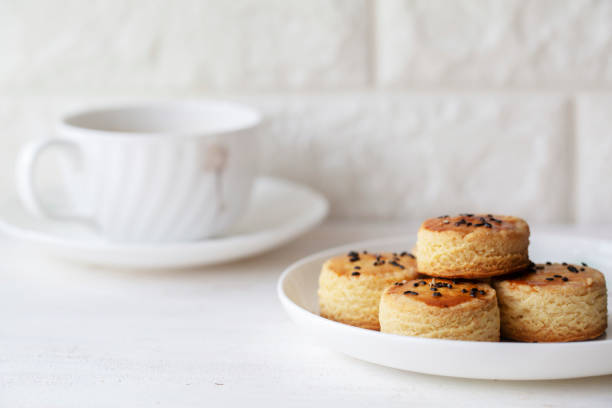 homemade scone and coffee on table