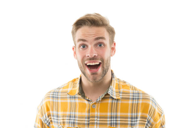 Wondering everyday. Self care. Handsome surprised man white background. Well groomed guy with bristle and nice hairstyle. Male beauty. Barber hairdresser salon. Bearded man. Skin care. Facial care.