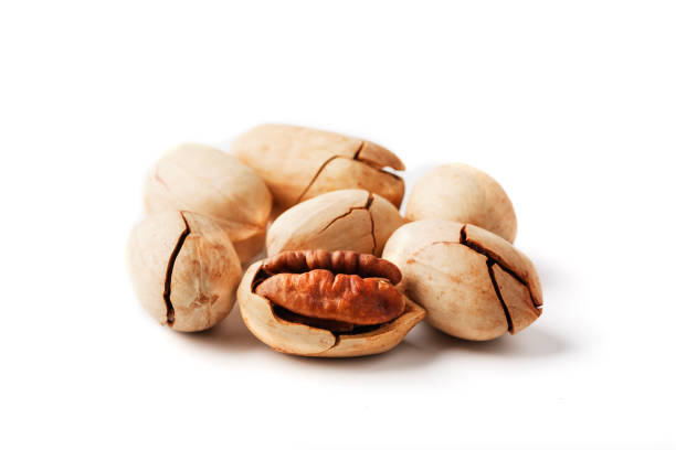 istock Pecan isolated on white background. Close-up, macro. A nut in a shell. 1226725198