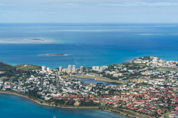 Aerial view of Noumea bay New Caledonia Aerial view of Noumea bay New Caledonia. sunny day new caledonia stock pictures, royalty-free photos & images