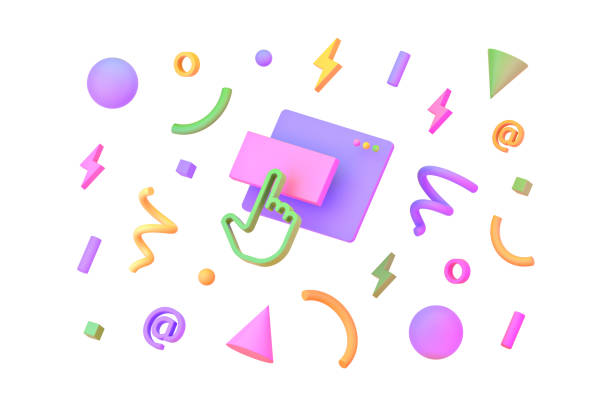 Abstract colored geometric shapes on white background for ecommerce, 3d render
