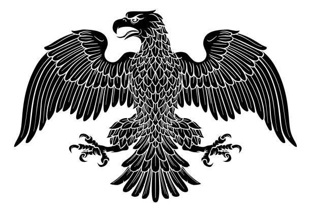 illustrations, cliparts, dessins animés et icônes de symbole héraldique impérial d’aigle - ailes déployées