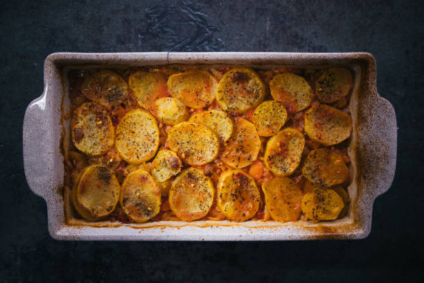 potatoes from the oven with parsley close-up