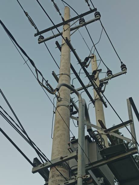 istock Electric pole and electric line. High voltage tower sky background 1226744297