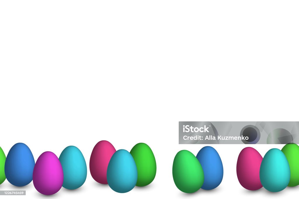 Easter Background With 3d Colorful Eggs Template Design For Card Postcard  Wallpaper Posters Banner Vector Stock Illustration Holiday Frame Seamless  Border Stock Illustration - Download Image Now - iStock