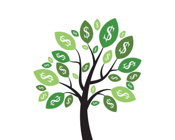 Vector illustration of Money Tree Prosperity Symbol Logo