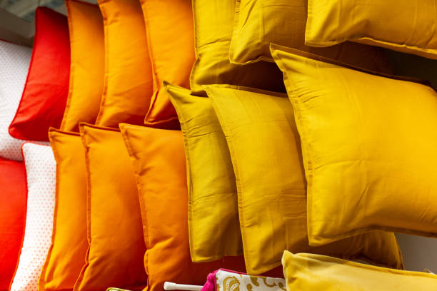 istock a set of multi-colored pillows in limbo in a supermarket. 1226746202