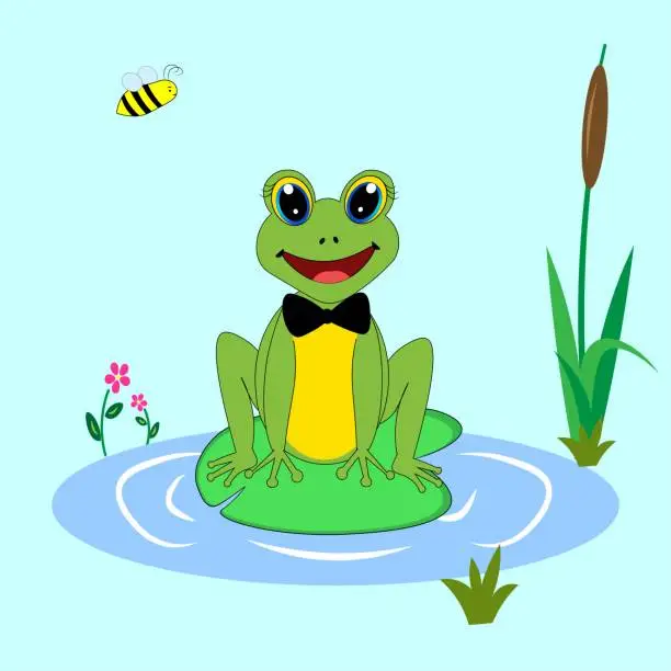 Vector illustration of Cute frog cartoon illustration, character vector