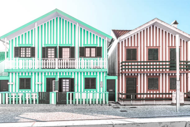 istock Cute striped provincial houses. Costa Nova Beach, Aveiro 1226747601